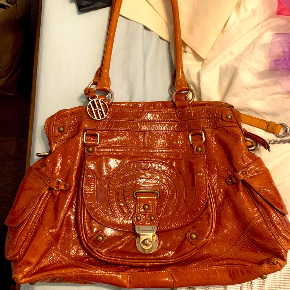 Hayden Harnett Crinkle leather satchel with gold hardware
